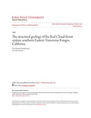 The Structural Geology of the Red Cloud Thrust System, Southern Eastern Transverse Ranges, California