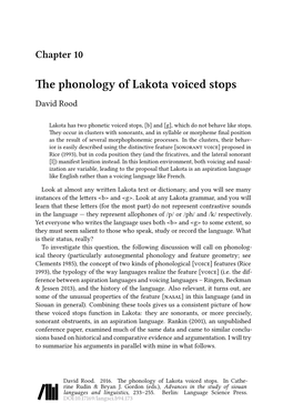 The Phonology of Lakota Voiced Stops David Rood