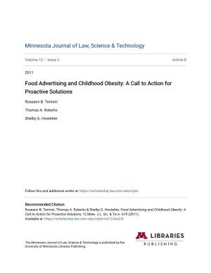 Food Advertising and Childhood Obesity: a Call to Action for Proactive Solutions