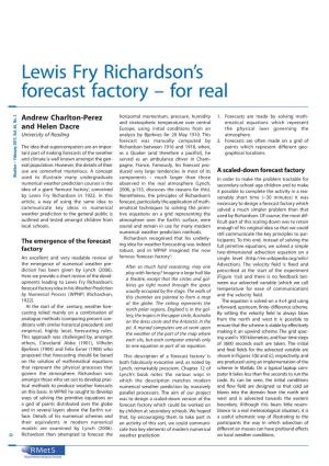 Lewis Fry Richardson's Forecast Factory for Real