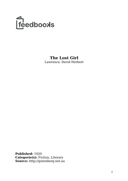 The Lost Girl Lawrence, David Herbert