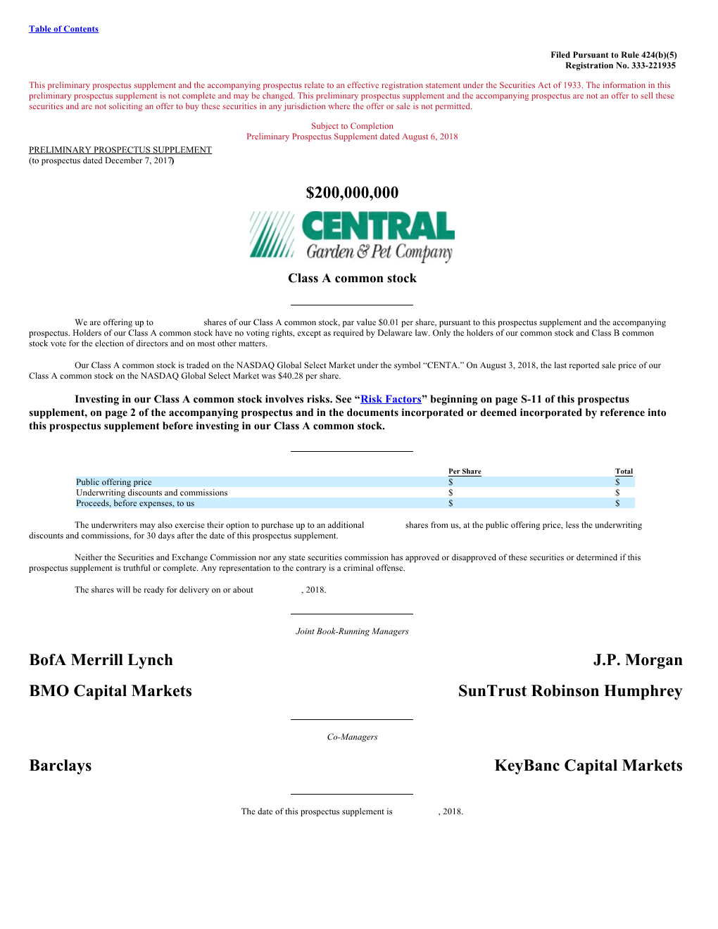 200000000 Bofa Merrill Lynch JP Morgan BMO Capital Markets