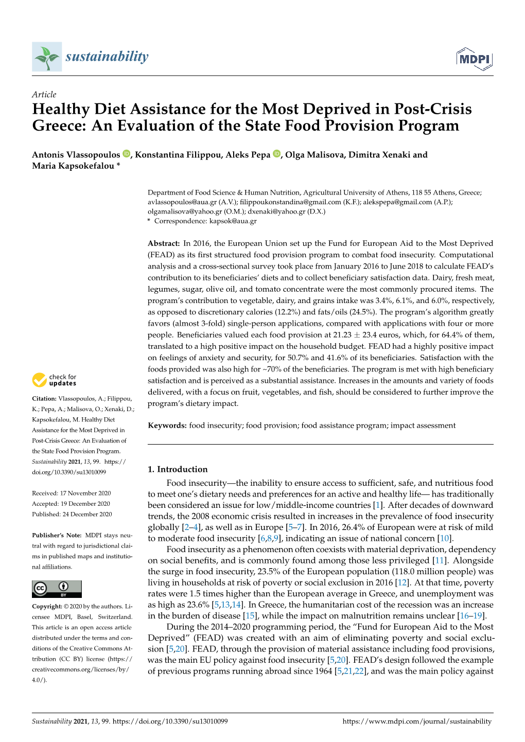 Healthy Diet Assistance for the Most Deprived in Post-Crisis Greece: an Evaluation of the State Food Provision Program