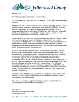 Yellowhead County Letter to Neighbor Municipalities