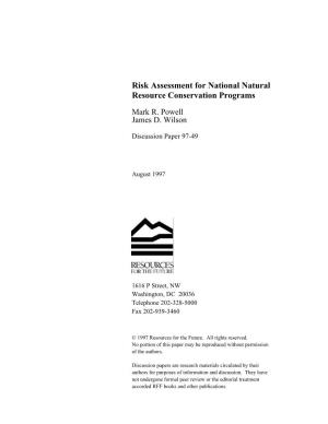 Risk Assessment for National Natural Resource Conservation Programs