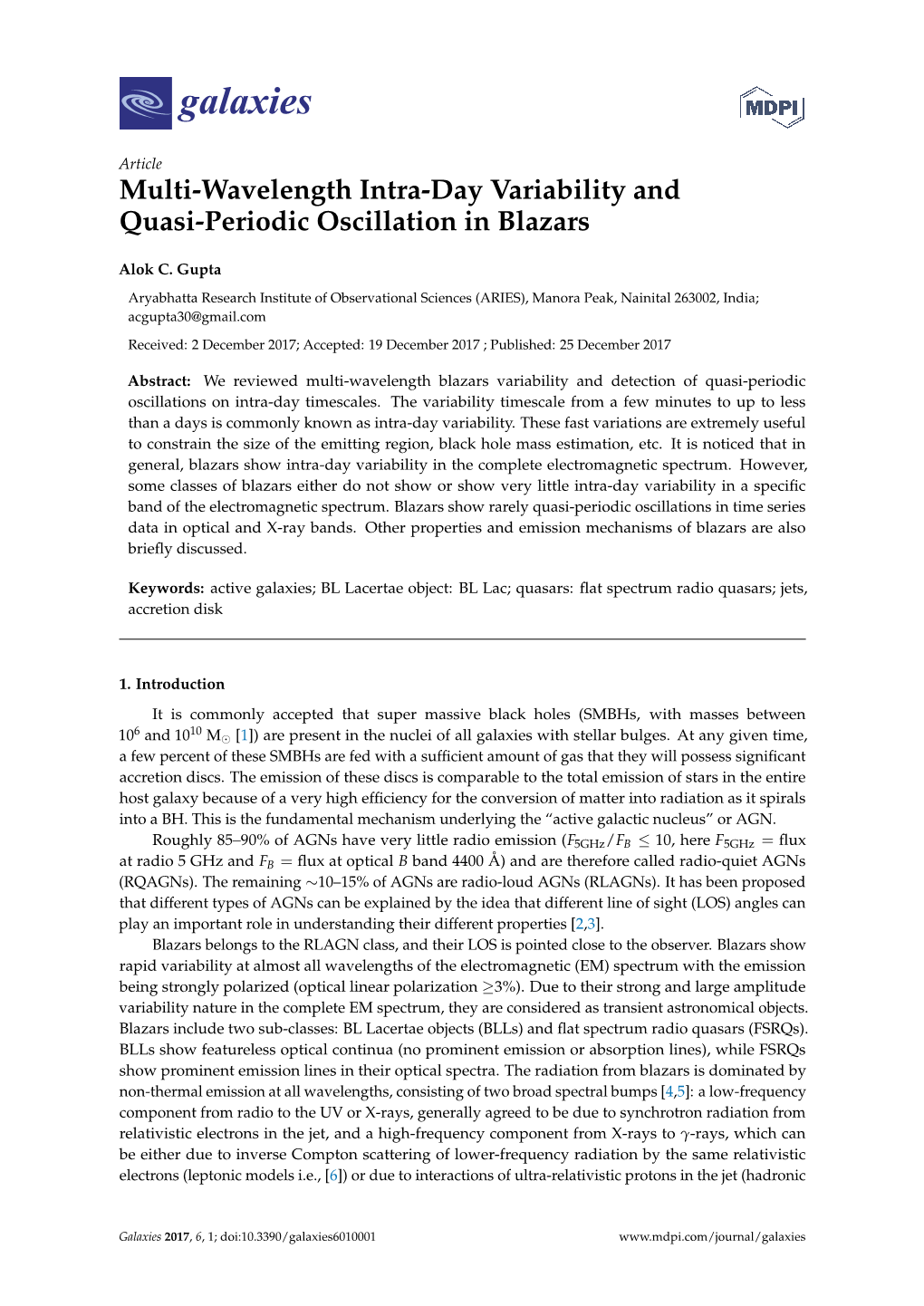Multi-Wavelength Intra-Day Variability and Quasi-Periodic Oscillation in Blazars