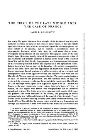 The Crisis of the Late Middle Ages the Case of France