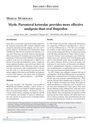 Myth: Parenteral Ketorolac Provides More Effective Analgesia Than Oral Ibuprofen
