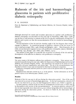 Glaucoma in Patients with Proliferative Diabetic Retinopathy