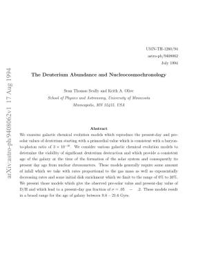 The Deuterium Abundance and Nucleocosmochronology