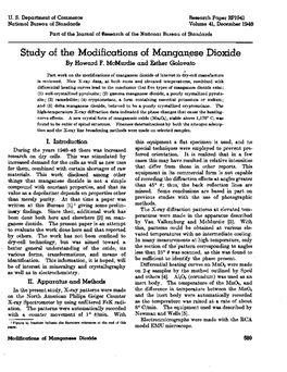 Study of the Modifications of Manganese Dioxide by Howard F