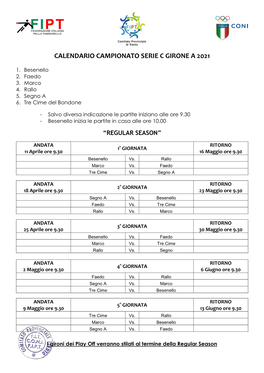 Calendario Campionato Serie C Girone a 2021