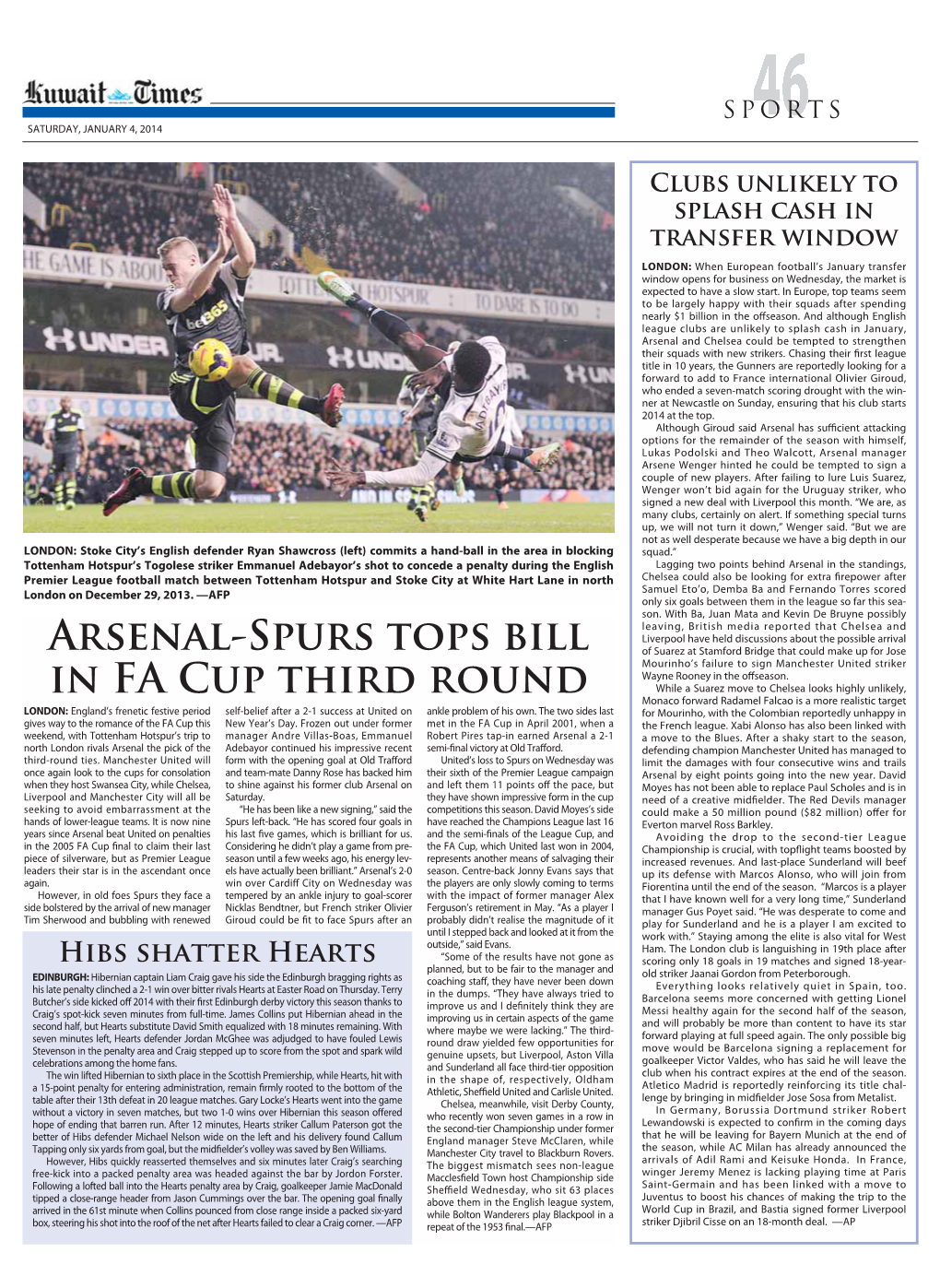 Arsenal-Spurs Tops Bill in FA Cup Third Round