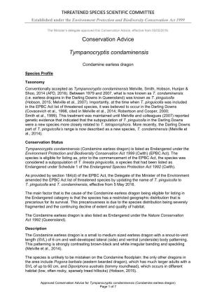 Conservation Advice Tympanocryptis Condaminensis