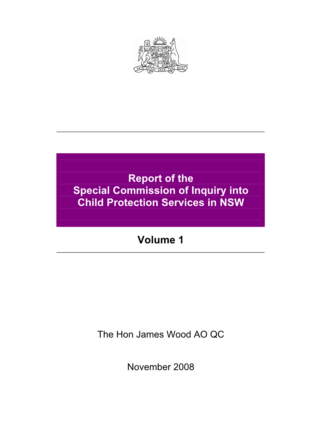 Report of the Special Commission of Inquiry Into Child Protection Services in NSW