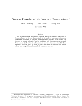 Consumer Protection and the Incentive to Become Informed∗