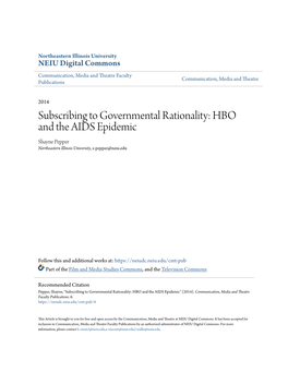 HBO and the AIDS Epidemic Shayne Pepper Northeastern Illinois University, S-Pepper@Neiu.Edu