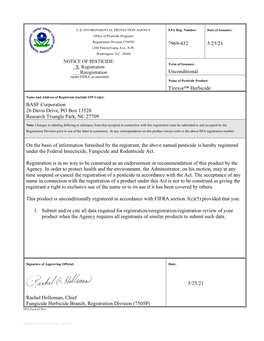 US EPA, Pesticide Product Label, Tirexor Herbicide,05/25/2021