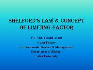 Shelford's Law & Concept of Limiting Factor