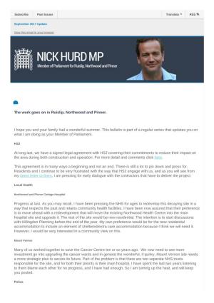 Update from Nick Hurd MP