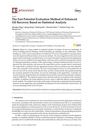 The Fast Potential Evaluation Method of Enhanced Oil Recovery Based on Statistical Analysis