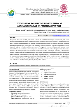 Investigation, Formulation and Evaluation of Antidiabetic Tablet of Punicagranatum Peel