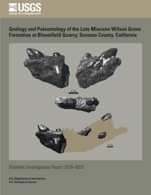 Geology and Paleontology of the Late Miocene Wilson Grove Formation at Bloomfield Quarry, Sonoma County, California
