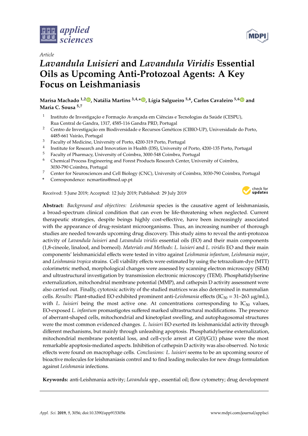 Lavandula Luisieri and Lavandula Viridis Essential Oils As Upcoming Anti-Protozoal Agents: a Key Focus on Leishmaniasis