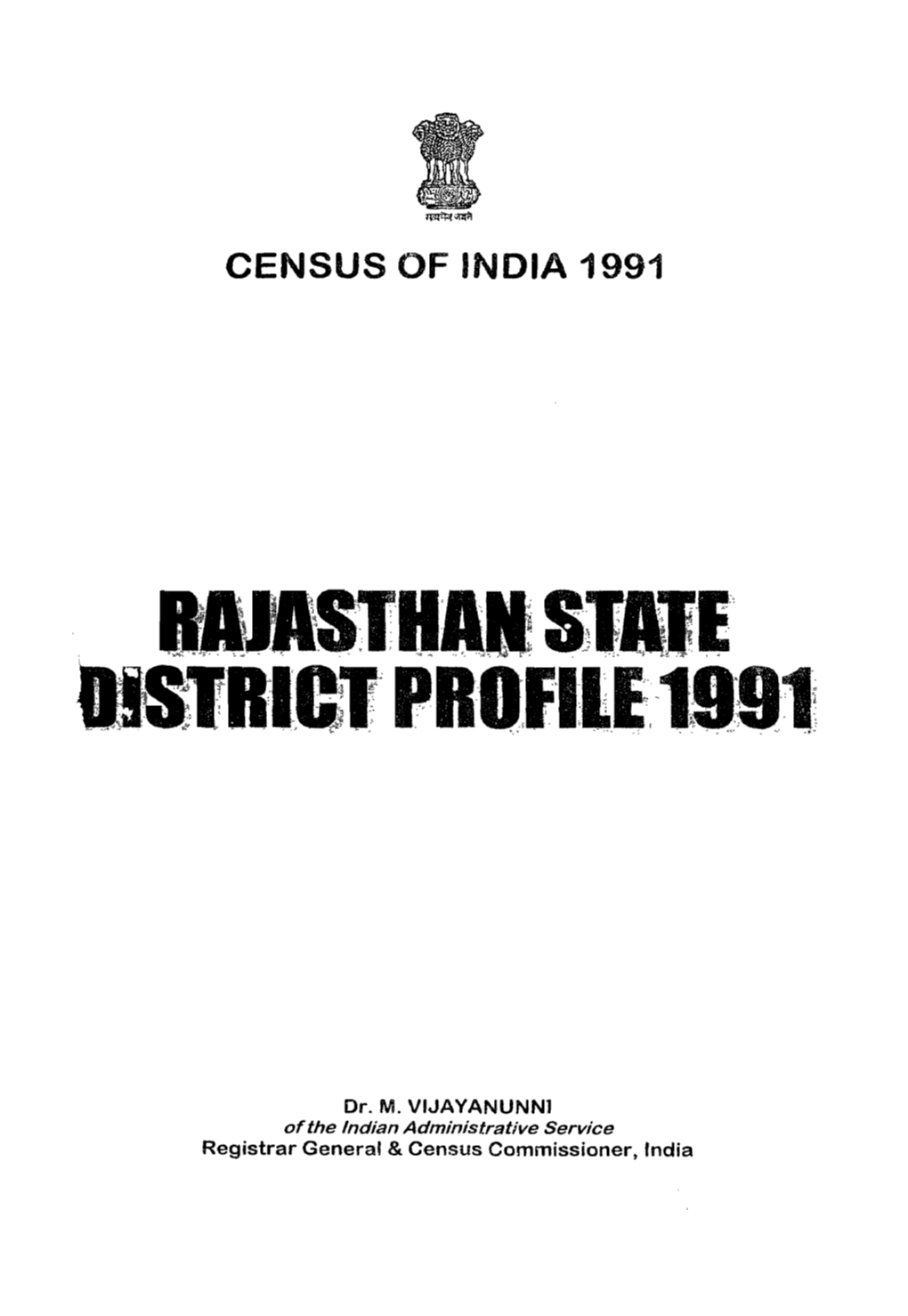 Rajasthan State District Profile 1991