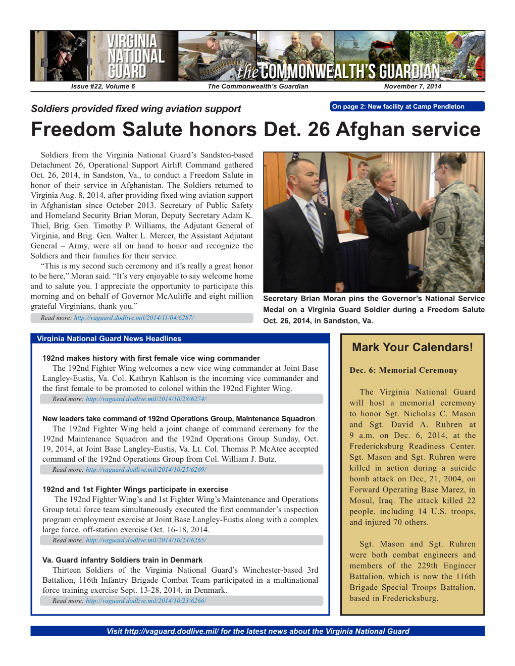 Freedom Salute Honors Det. 26 Afghan Service
