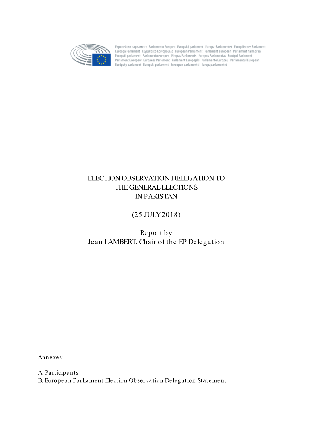 Pakistan Parliamentary Elections, 25 July 2018: EU EOM Final Report