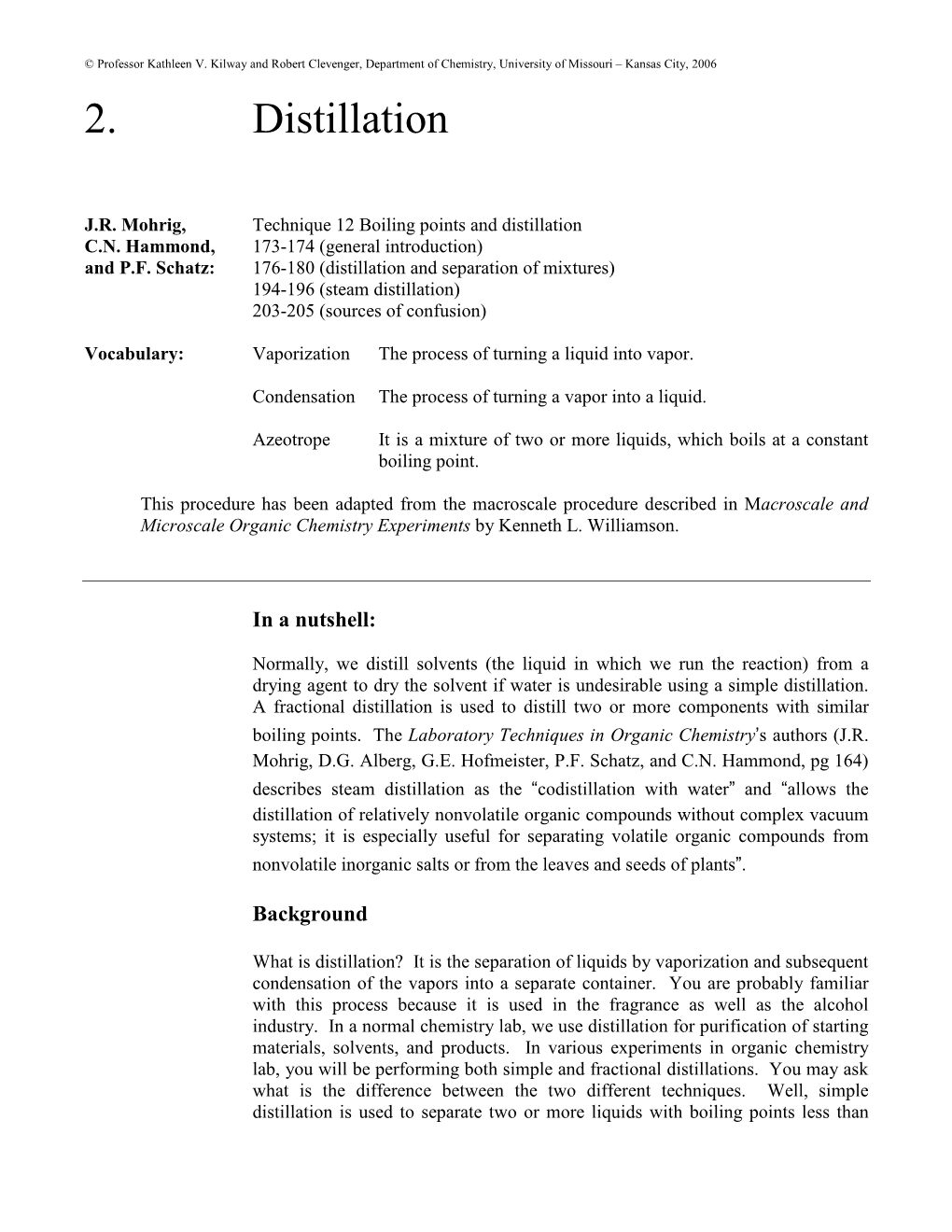 Steam Distillation of Toluene – Benzil Mixture