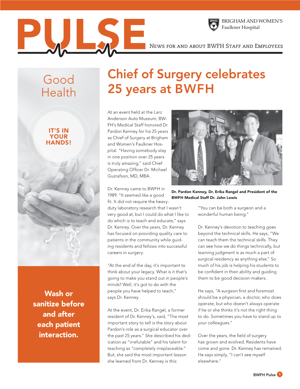 Chief of Surgery Celebrates 25 Years at BWFH