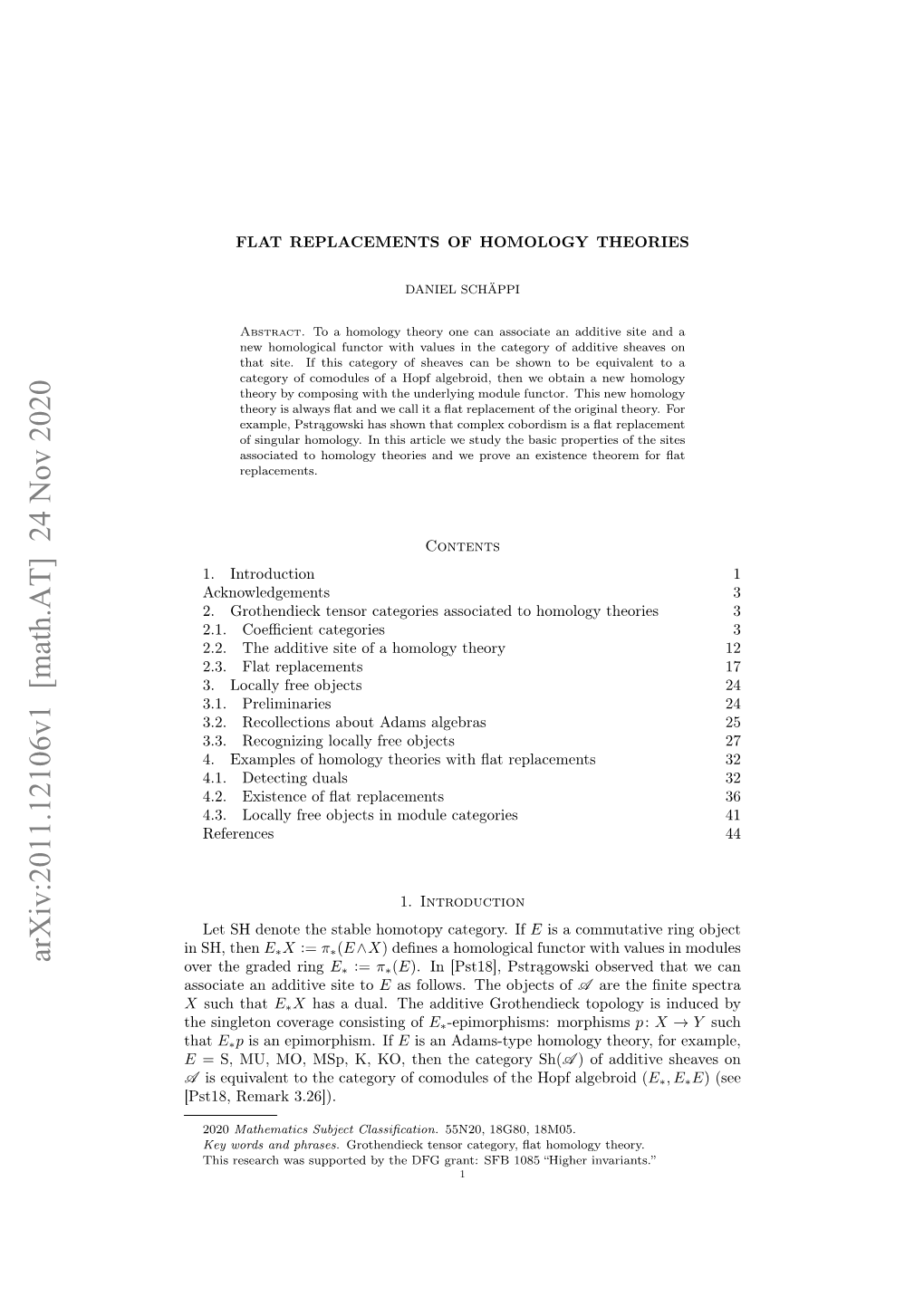 Arxiv:2011.12106V1 [Math.AT] 24 Nov 2020 Over the Graded Ring E∗ := Π∗(E)