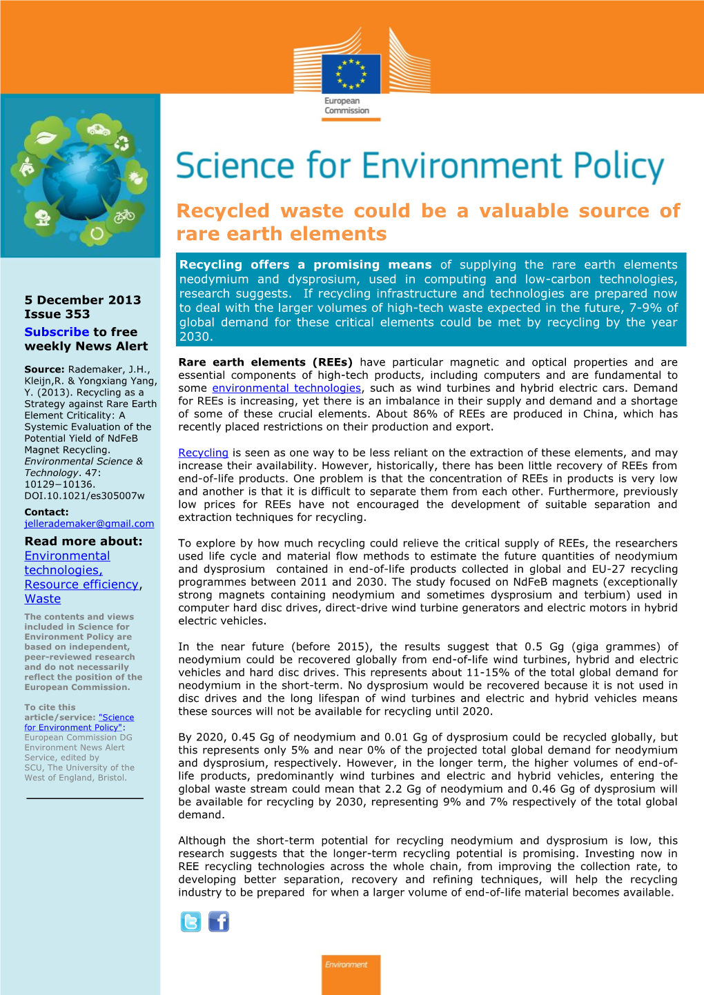 Recycled Waste Could Be a Valuable Source of Rare Earth Elements