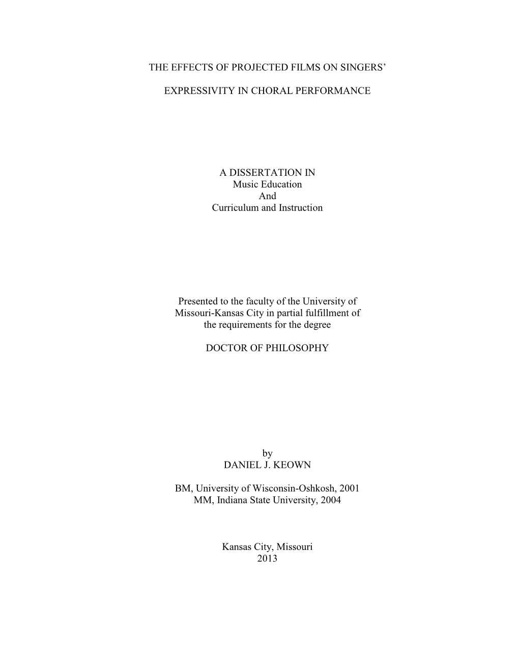 The Effects of Projected Films on Singers' Expressivity in Choral