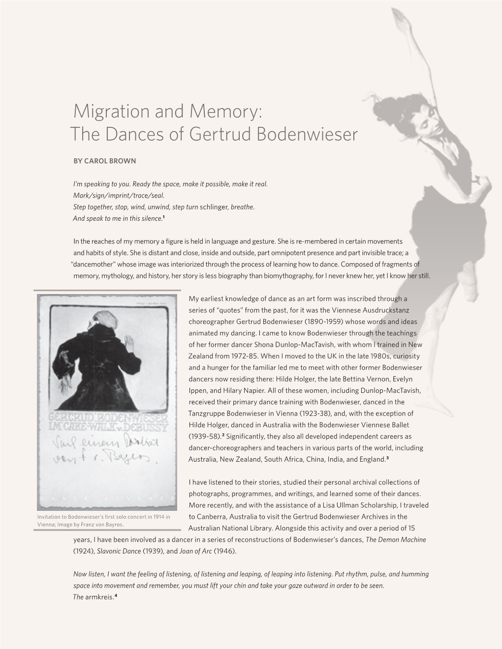 Migration and Memory: the Dances of Gertrud Bodenwieser