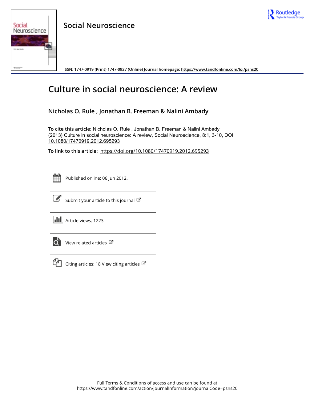 Culture in Social Neuroscience: a Review