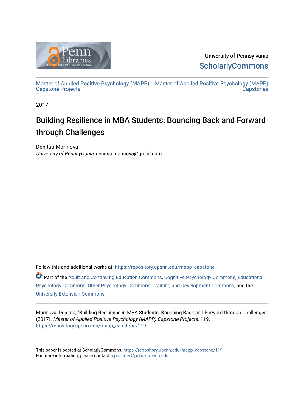 Building Resilience in MBA Students: Bouncing Back and Forward Through Challenges