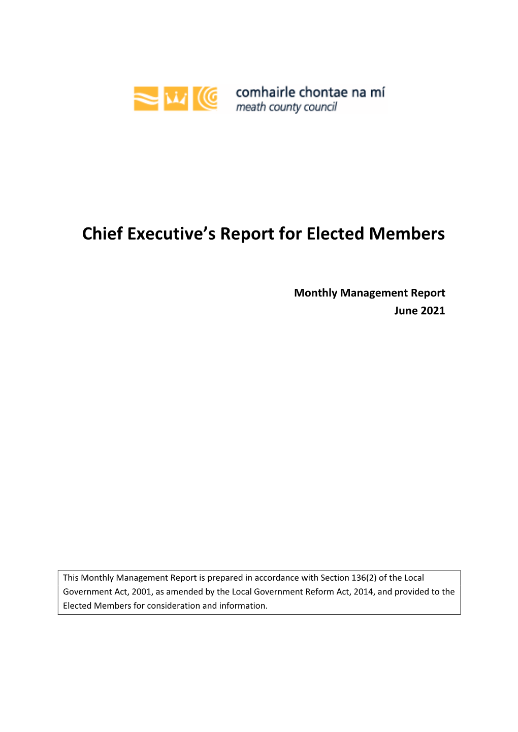 Chief Executive's Report for Elected Members