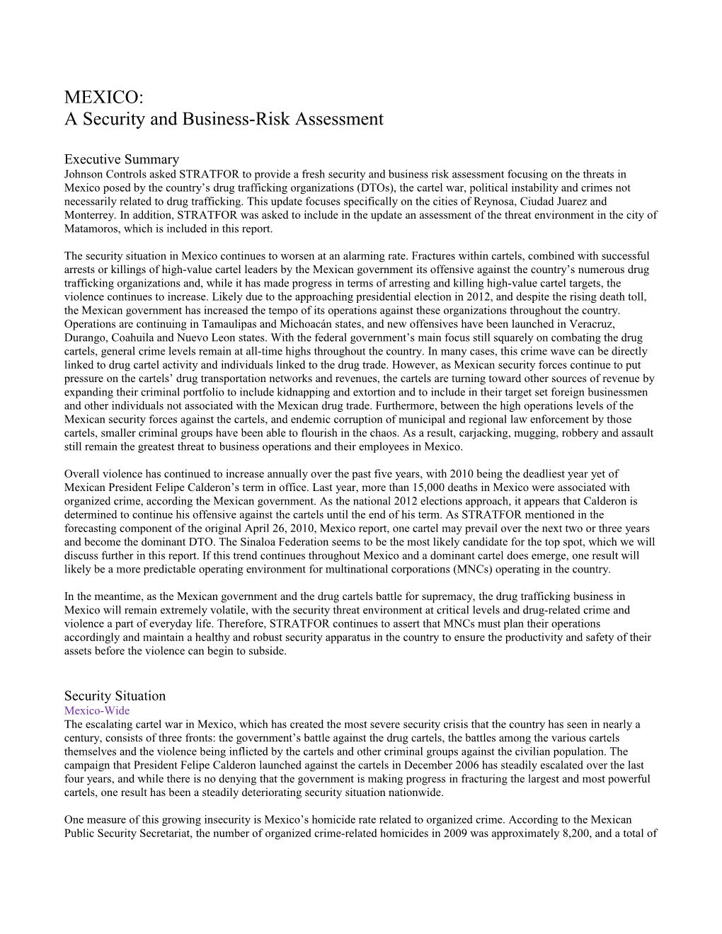 A Security and Business-Risk Assessment