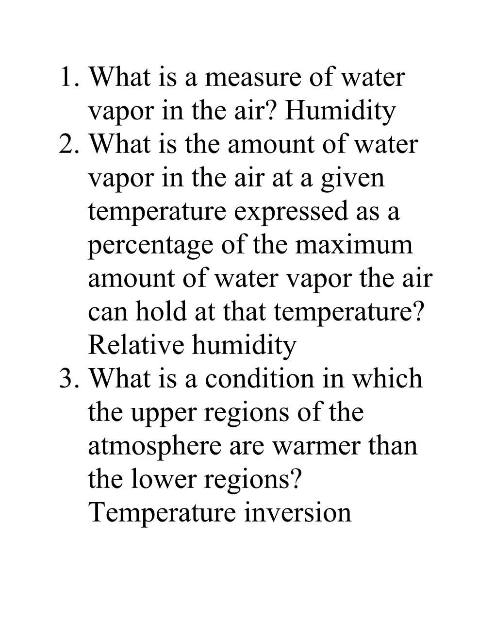 1. What Is a Measure of Water Vapor in the Air? Humidity