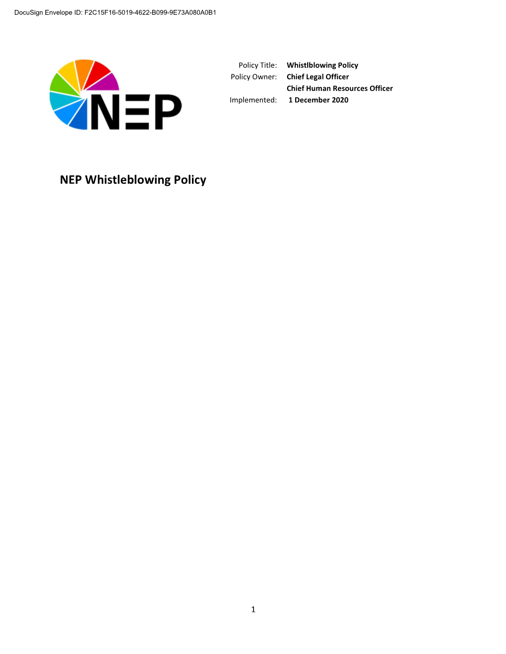 NEP Whistleblowing Policy