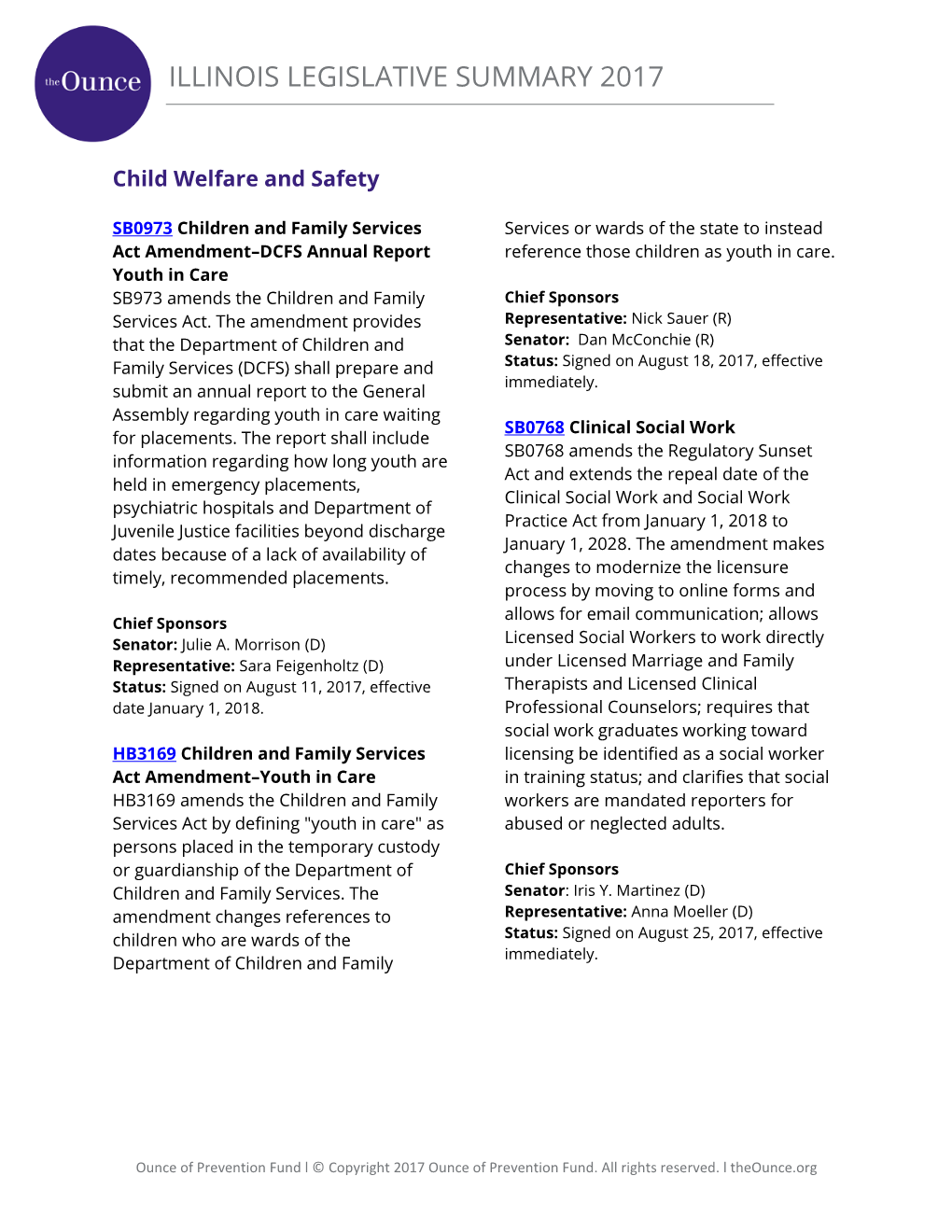 Illinois Legislative Summary 2017