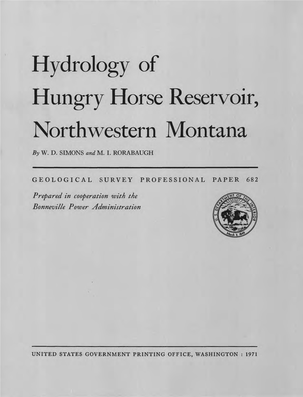 Hydrology of Hungry Horse Reservoir, Northwestern Montana