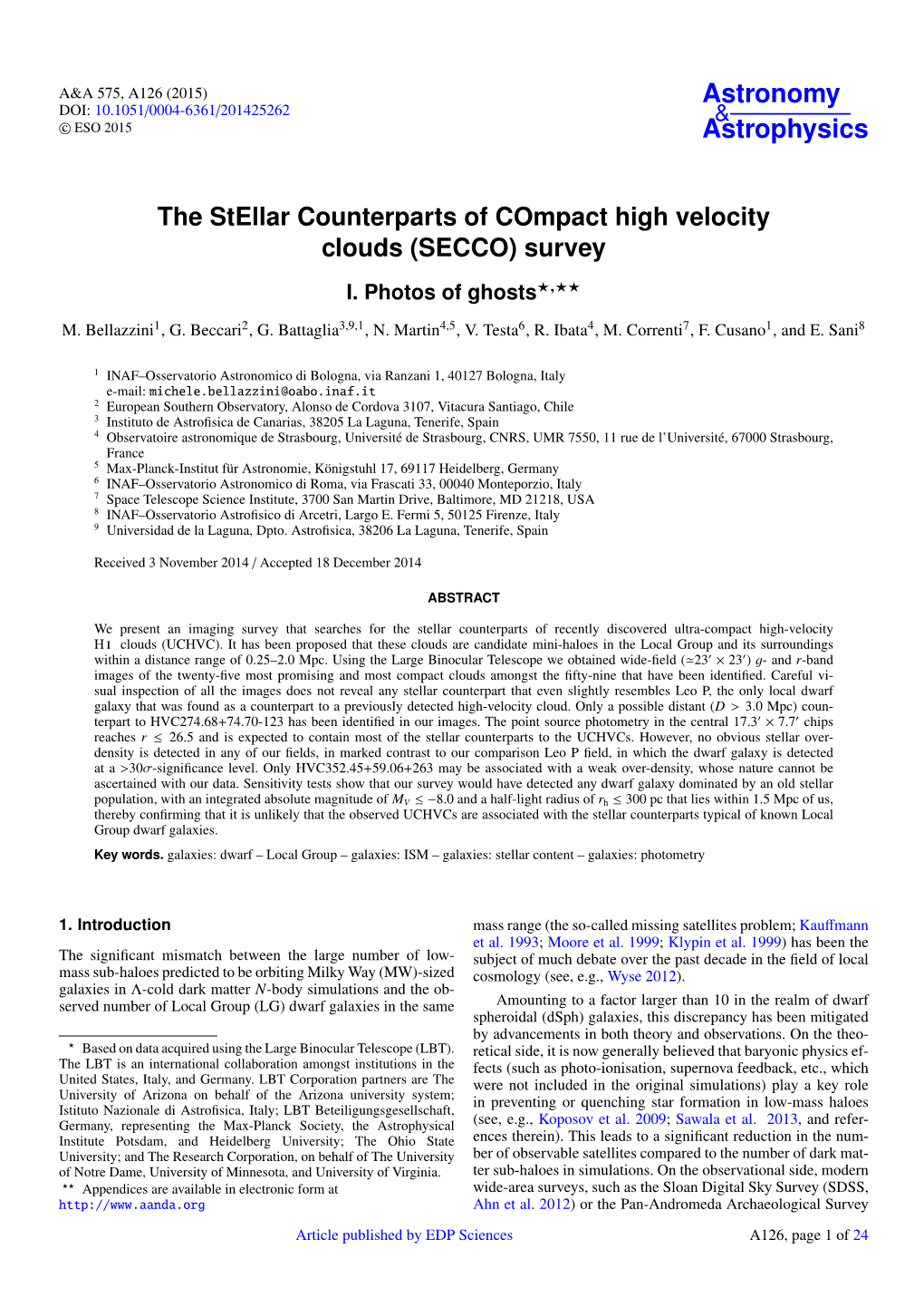 The Stellar Counterparts of Compact High Velocity Clouds (SECCO) Survey I