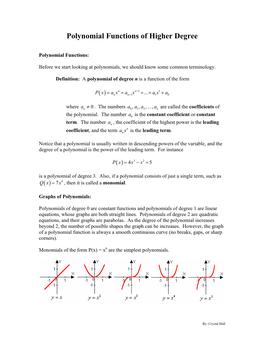 Polynomial Functions of Higher Degree