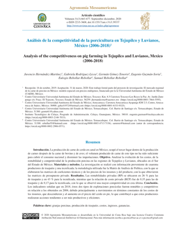 Análisis De La Competitividad De La Porcicultura En Tejupilco Y Luvianos, México (2006-2018)1
