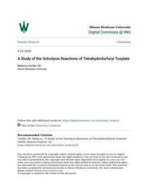 A Study of the Solvolysis Reactions of Tetrahydrofurfuryl Tosylate