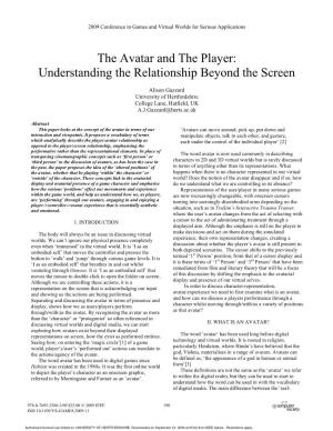 The Avatar and the Player: Understanding the Relationship